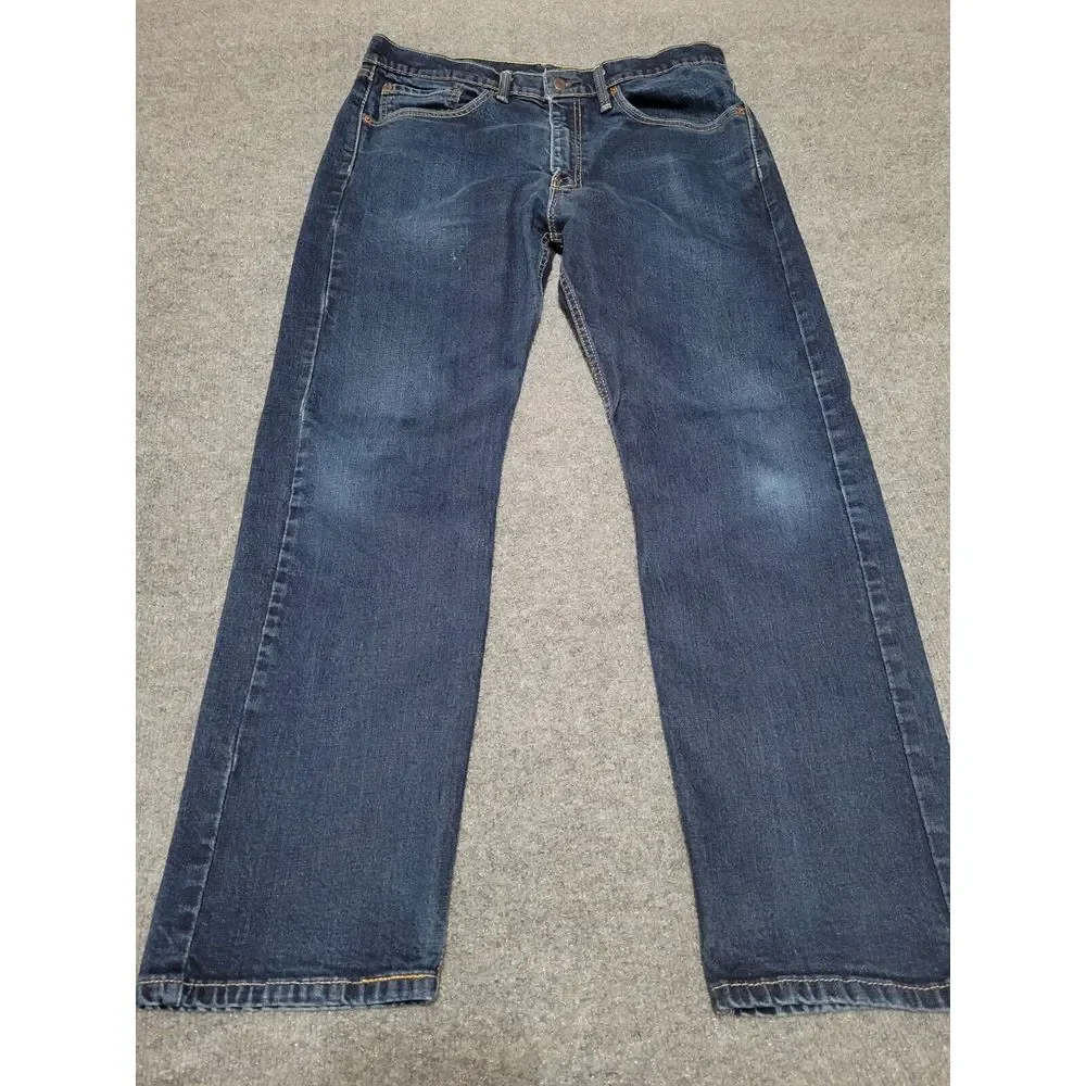 LEVI'S 505 Regular Fit Denim Jeans Men's 36 x 30 Zip Fly Dark Wash Stretch